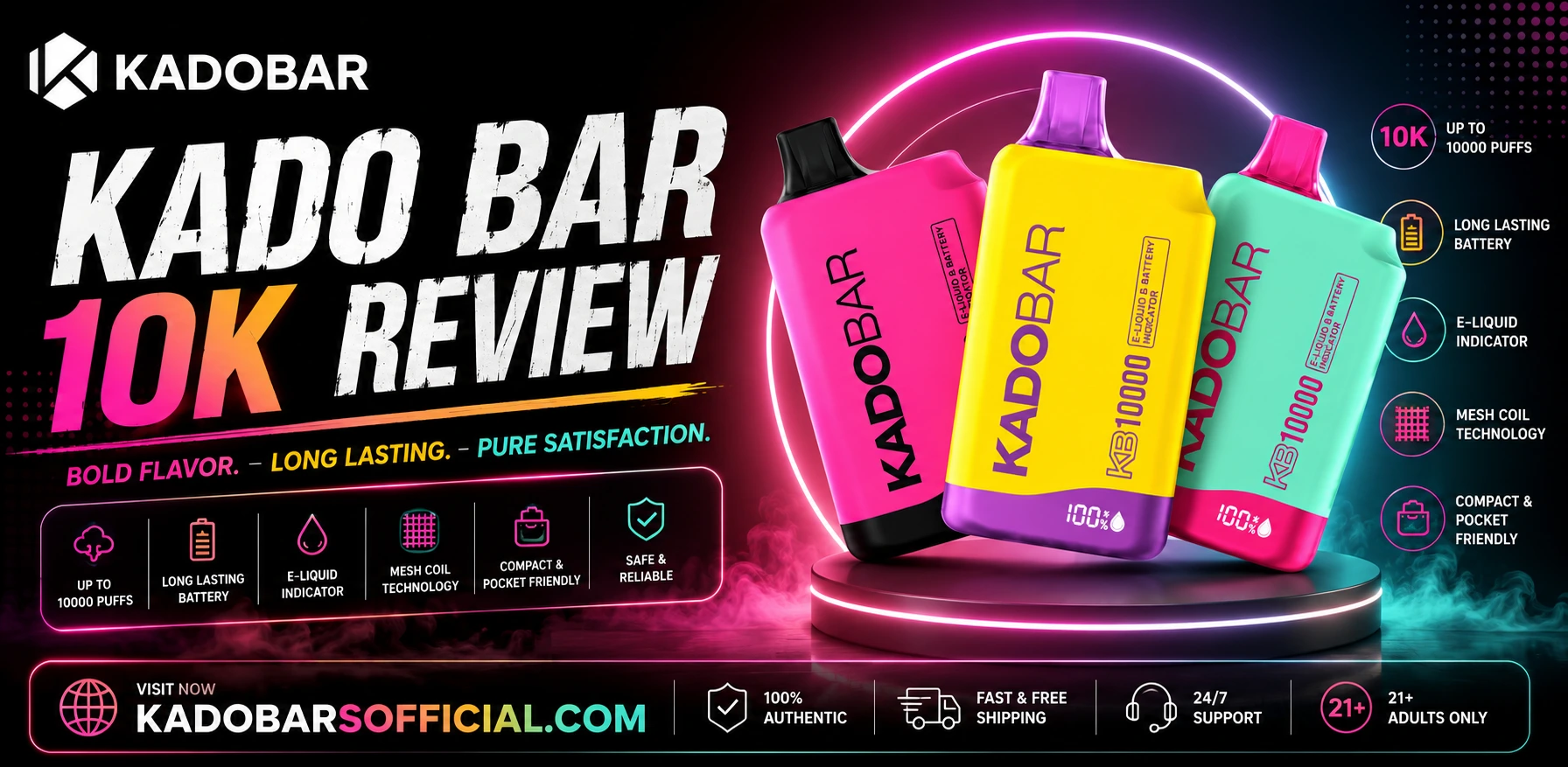 Kado Bar 10K review - 10000 puffs disposable vape with rechargeable battery and mesh coil